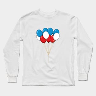 Blue White Red Patriotic Balloons Long Sleeve T-Shirt